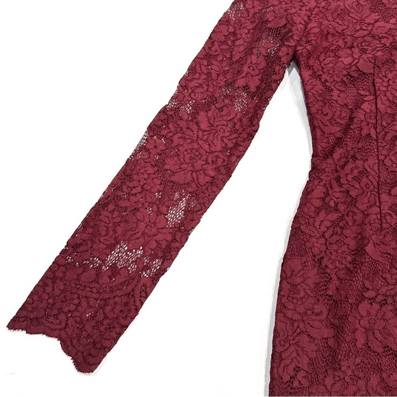 The Jetset Diaries “The Ruins” Cranberry Red Lace-Up Bodycon Lace Dress - Picture 11 of 11
